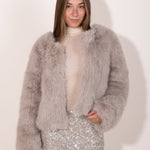 Abrigo de pelo beige mujer.  Abrigo de fiesta invierno