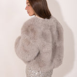 Abrigo de pelo beige mujer.  Abrigo de fiesta invierno