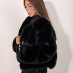 Abrigo de pelo negro mujer.  Abrigo de fiesta invierno