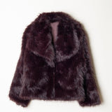 Abrigo de pelo burdeos mujer.  Abrigo de fiesta invierno