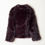 Abrigo de pelo burdeos mujer.  Abrigo de fiesta invierno