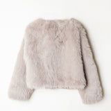 Abrigo de pelo beige mujer.  Abrigo de fiesta invierno