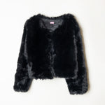 Abrigo de pelo negro mujer.  Abrigo de fiesta invierno