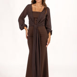 Bolero marrón multi posición para completar tu look de evento de otoño