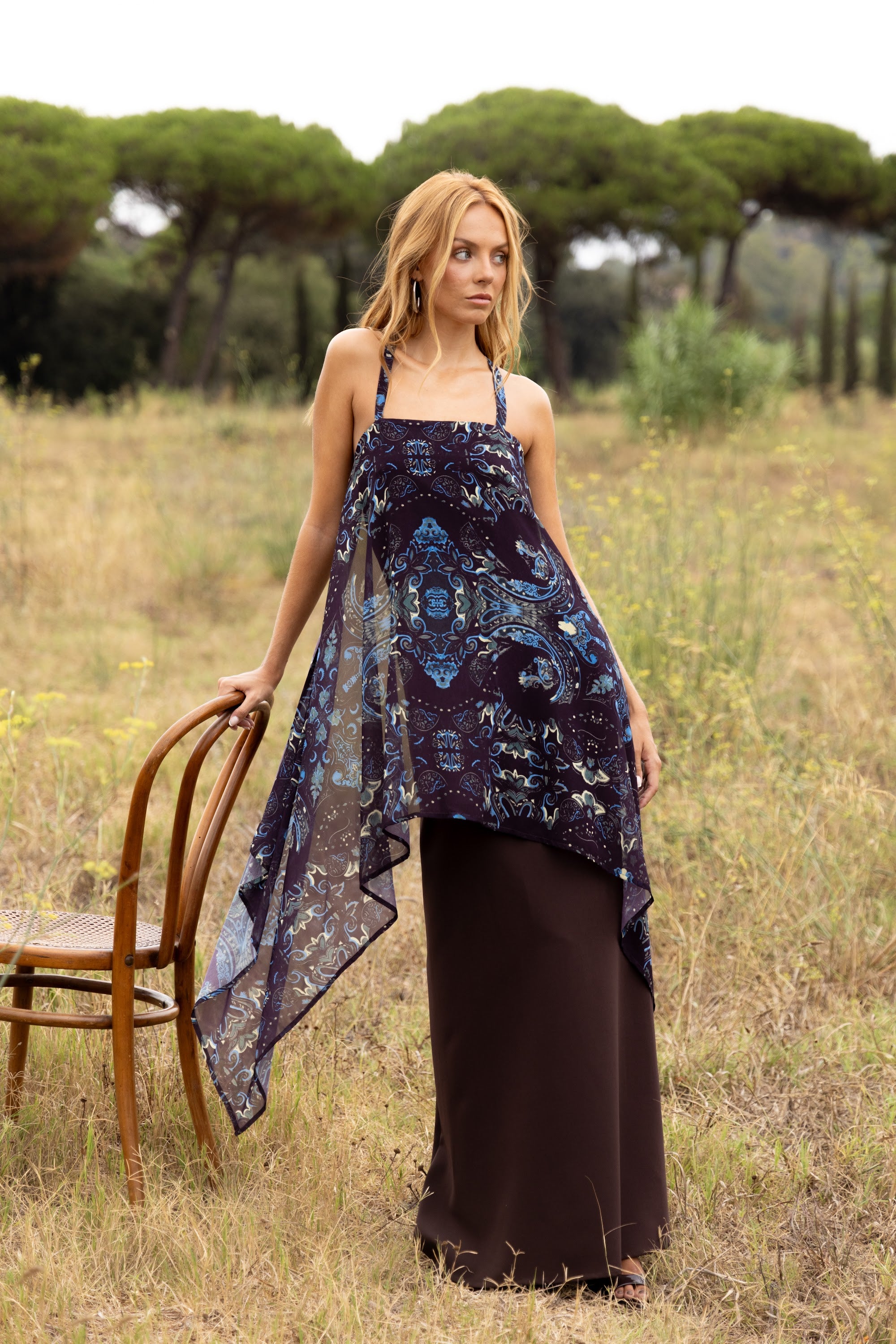 Vestido Adei Azur, vestido largo de invitada de boda en gasa estampada Print Etro, otoño 2026 - vista 1