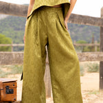 Pantalón Mara Verde, pantalón de invitada de boda en tejido jaquard con brillo, otoño 2026 - vista 1