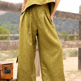 Pantalón Mara Verde, pantalón de invitada de boda en tejido jaquard con brillo, otoño 2026 - vista 1