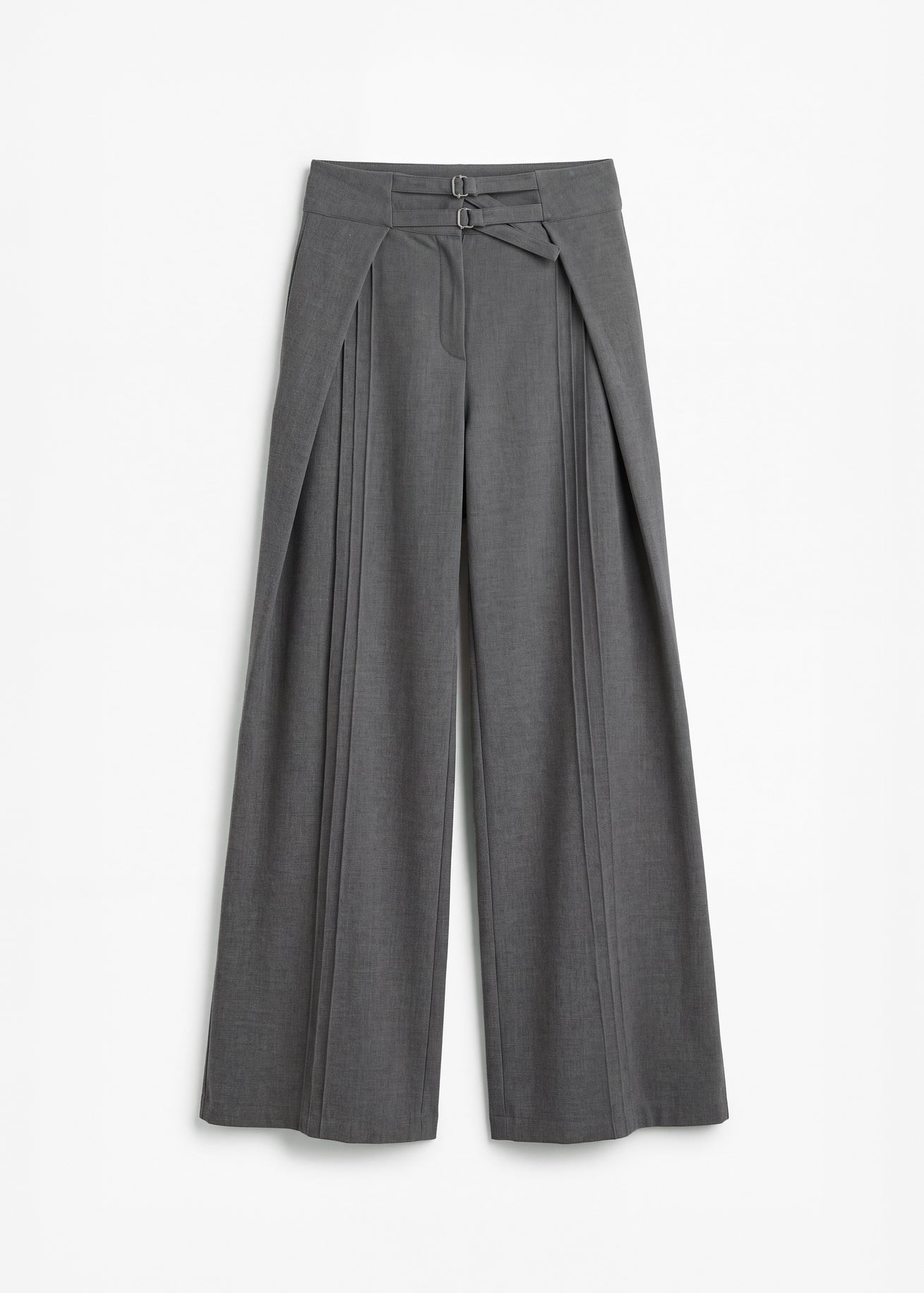 Pantalón Sora gris de punto para mujer, vista frontal – hecho a mano en Barcelona por closet BCN