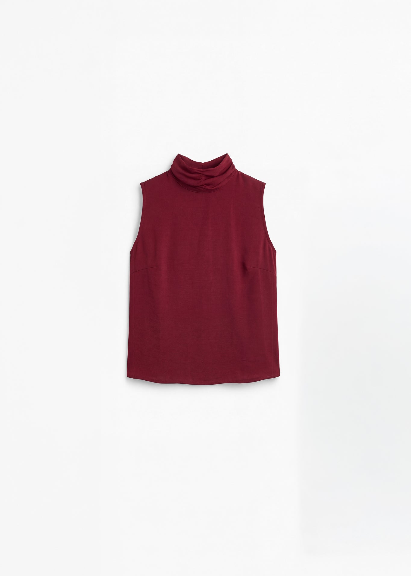Top Kuro rojo de gasa con textura para mujer, vista frontal – hecho a mano en Barcelona por closet BCN