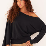 Top Kala negro de modal para mujer, vista frontal – hecho a mano en Barcelona por closet BCN