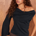 Top Lara negro de modal para mujer, vista frontal – hecho a mano en Barcelona por closet BCN