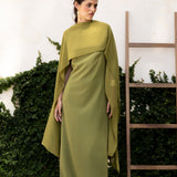 Vestido Adei Verde, vestido largo de invitada de boda en gasa bielástica, otoño 2026 - vista 4